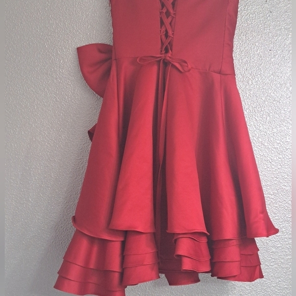 Landy Bridal Wine Strapless Satin Dress Sorority Winter Formal Size Small - Picture 8 of 16